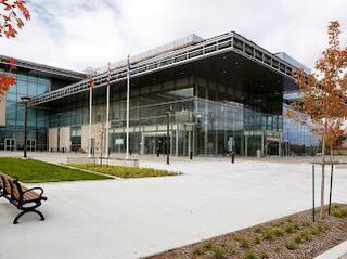 Glass building centre in Unionville, Markham, Ontario